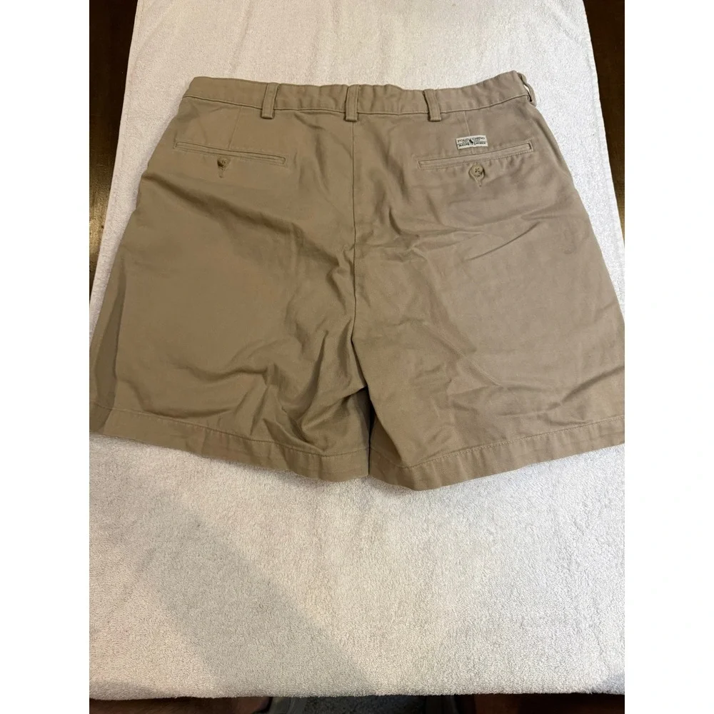 Polo Ralph Lauren Mens Pleated Chino Shorts Tan Khaki Cotton 34 6 Inch Inseam